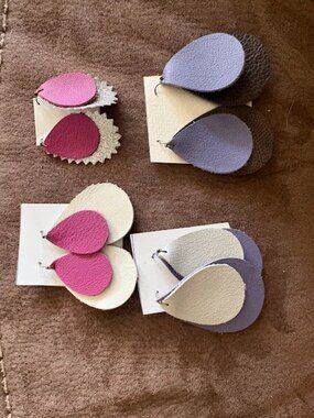 Lot of 4 Handmade Leather Earrings - Great Gift - Unique - Beautiful